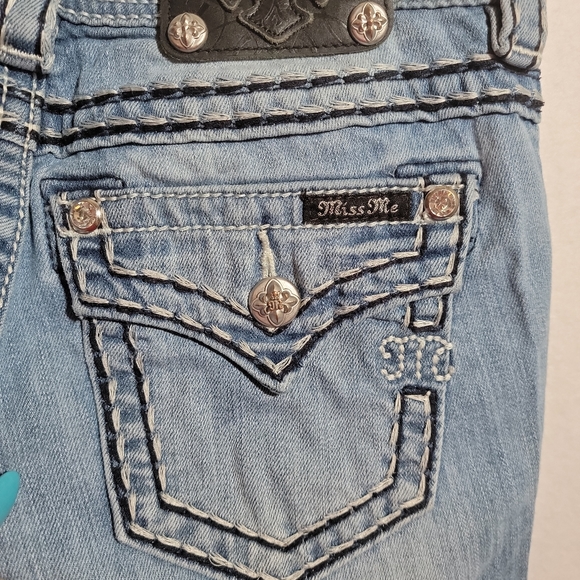 MISS ME Jeans Demin Size 25 Signature Boot Blue Jean Denim Bling 5 Pockets. - Picture 6 of 8